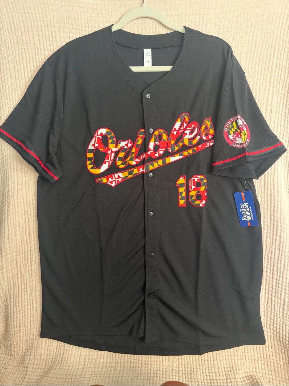 Baltimore Orioles Maryland Flag Baseball Jersey XL NWT Morgan.edu